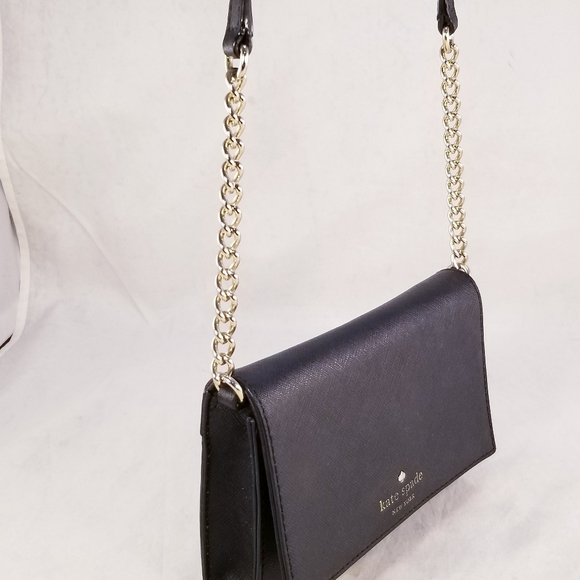 KATE SPADE NEW YORK DESIGNER MINIT PURSE GOLD CHAIN CROSSBODY TEXTURED LEATHER - Picture 6 of 9